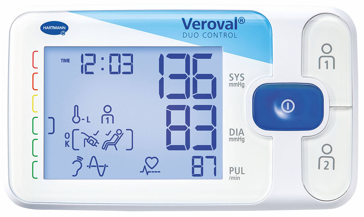 Tonometr VEROVAL DUO CONTROL má VELKÝ přehledný displej