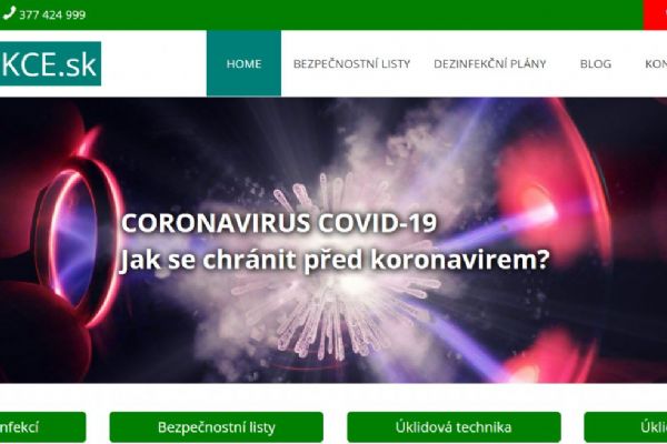 Nový web zaměřený na DEZINFEKCE nabízí ochranu před koronavirem