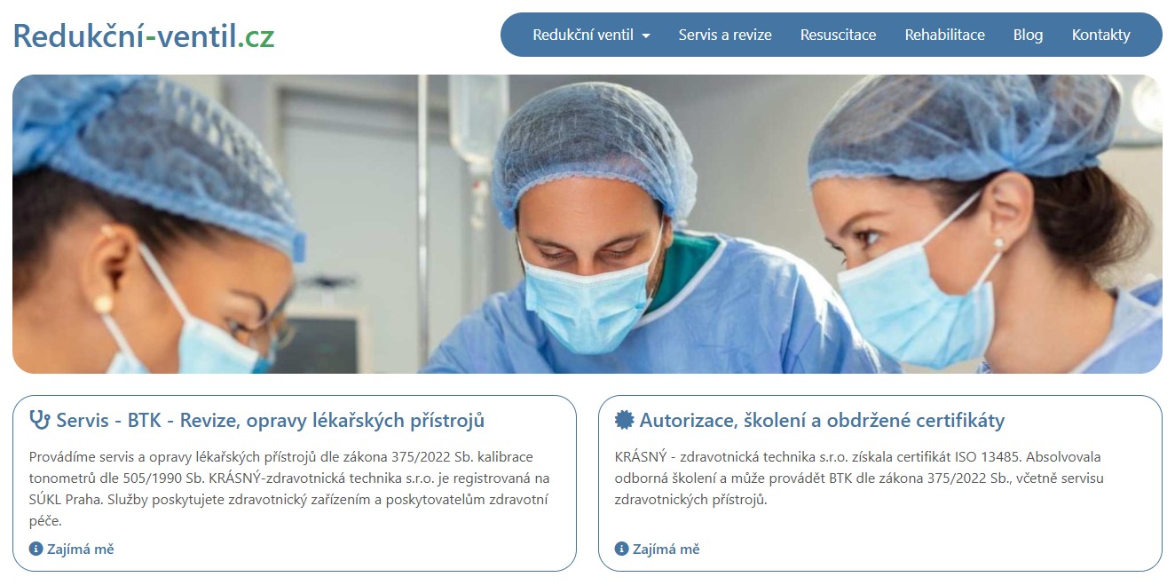 Společnost KRÁSNÝ – zdravotnická technika s.r.o. představuje nový odborný web Redukcni-Ventil.cz