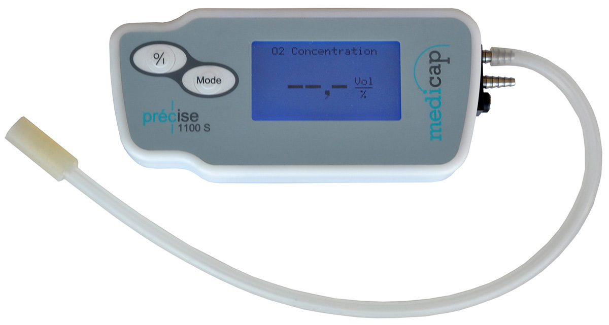 MediCap Précise 1100 S používáme na měření koncentrace O2, měření průtoku a tlaku