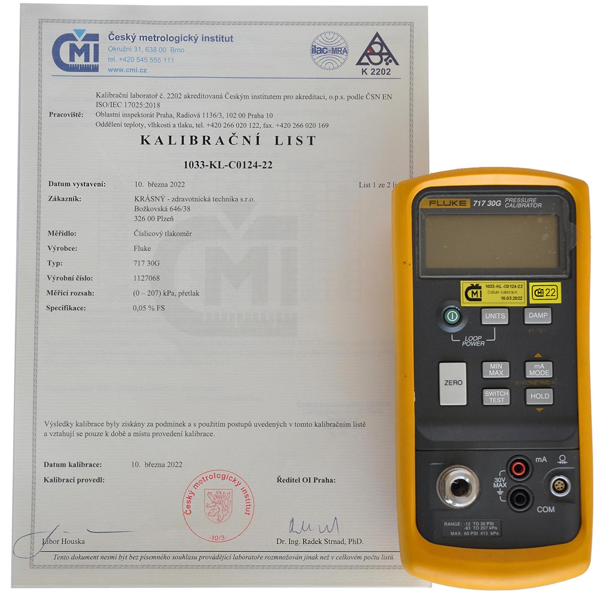 Procesní kalibrátor FLUKE 717 30G používáme ke kalibraci tonometrů